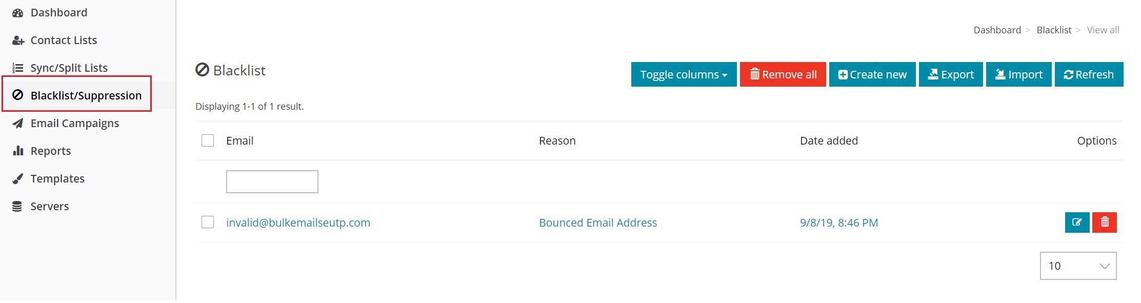 Blacklist and Suppression List