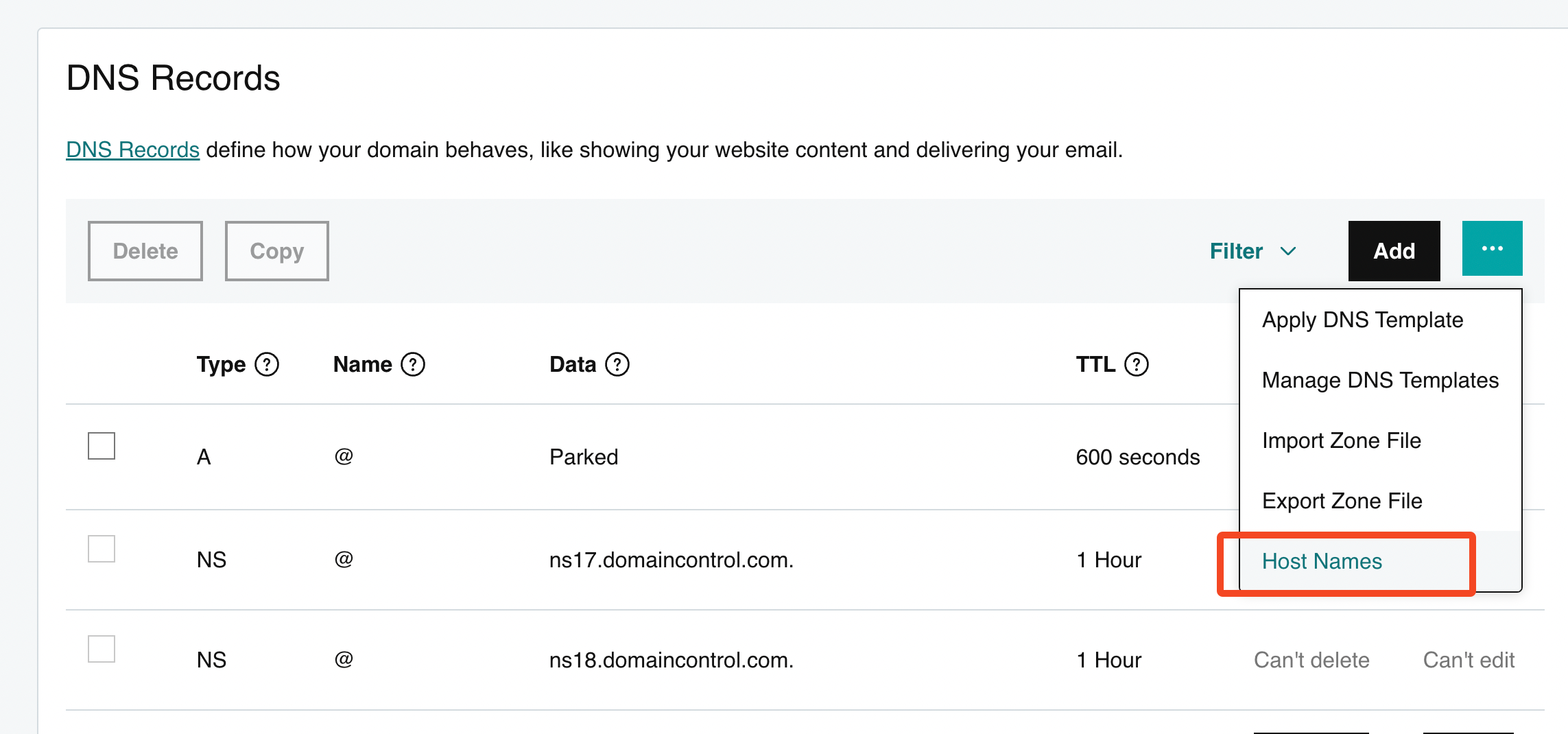 Hostname Godaddy