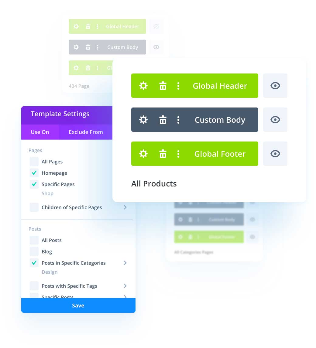 Divi 4.0 Custom header and footer